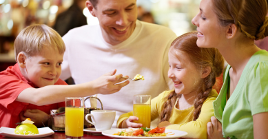 family eating dinner