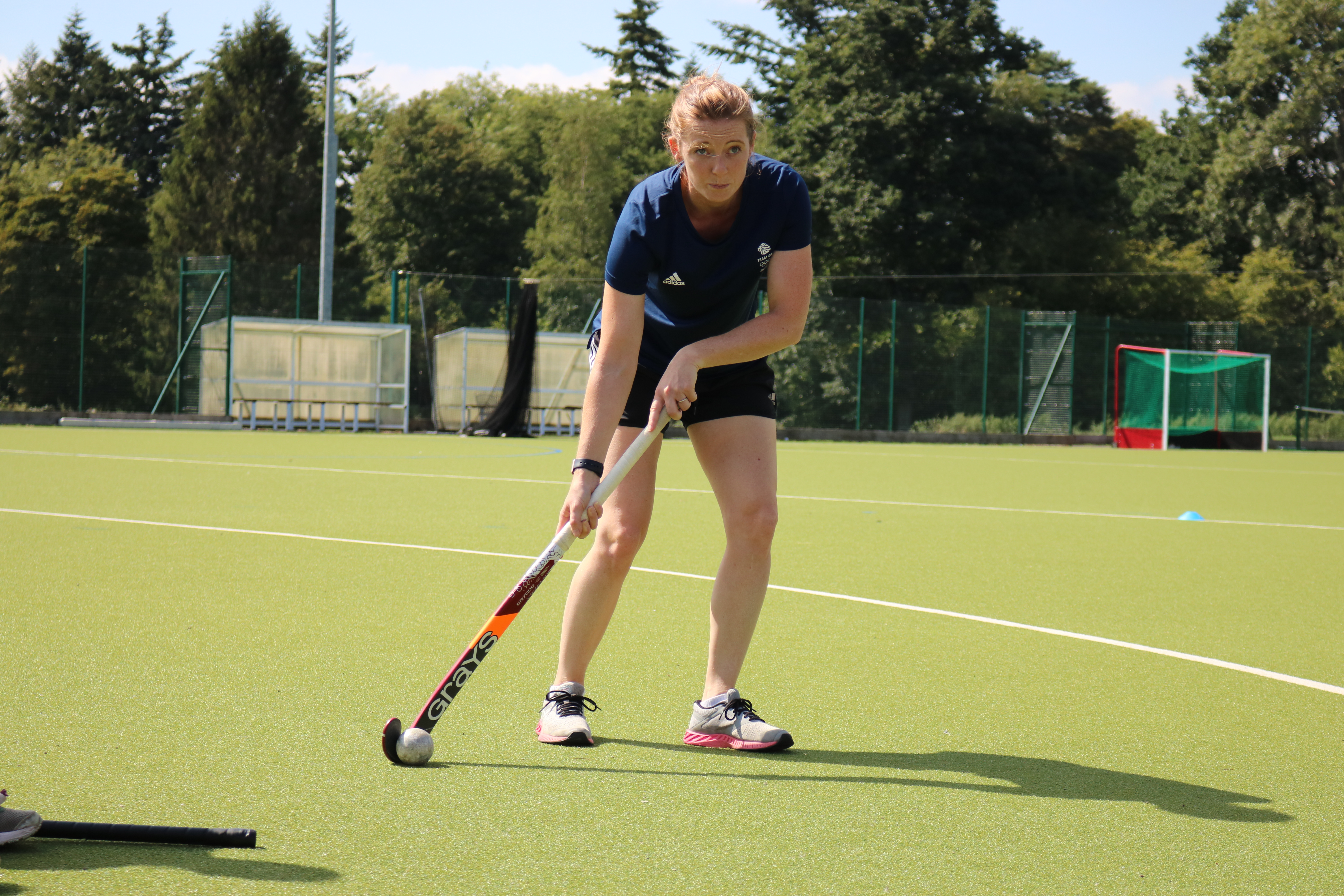 Helen Richardson Walsh playing hockey