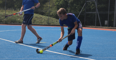 Boy playing hockey