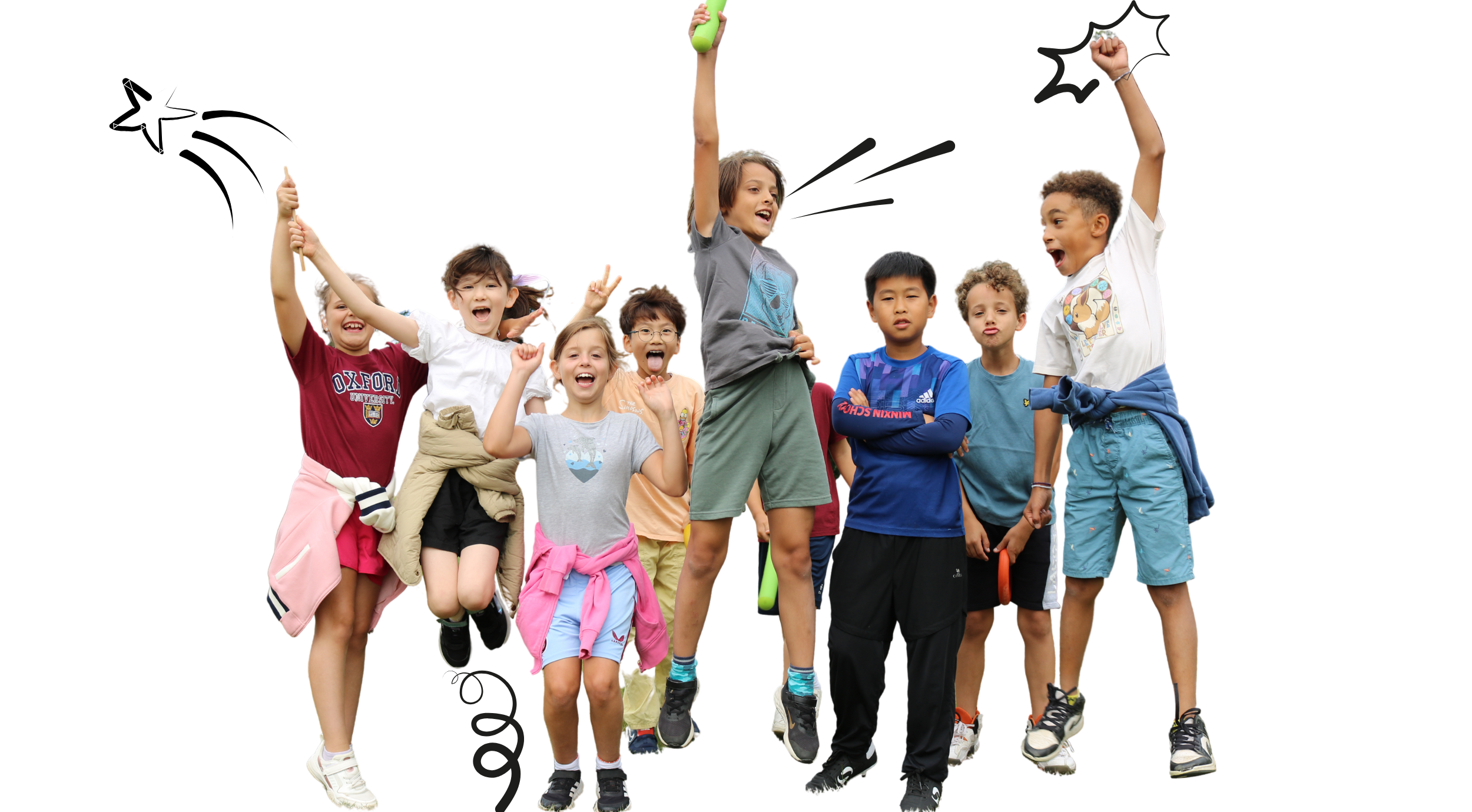 Children jumping and cheering