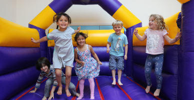 Children on bouncy castle