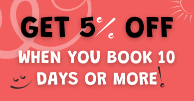 Get 5% off this summer when you book more than 10 days