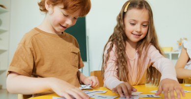 Kids playing a card game