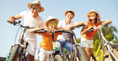 Family on a bike ride
