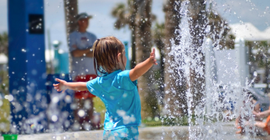 child playing in the water