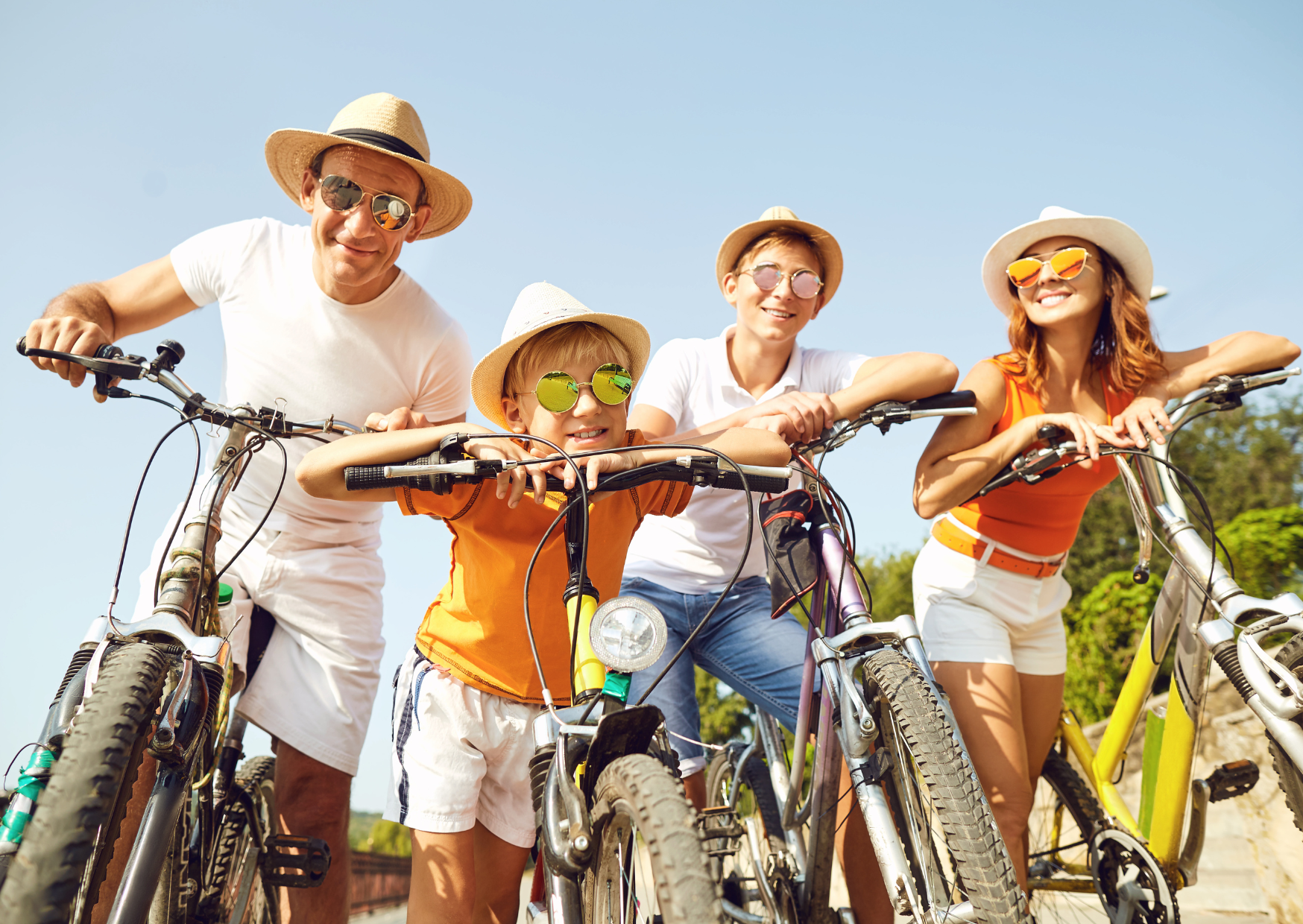 Family on a bik ride