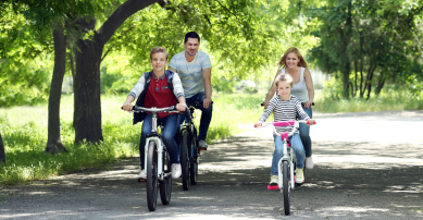 Family on a bike ride