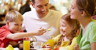 Family eating at a resturant