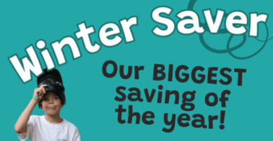 Winter saver now on with boy in archery mask