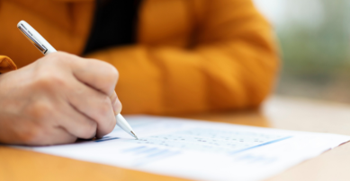 Student studying for the 11+ exam