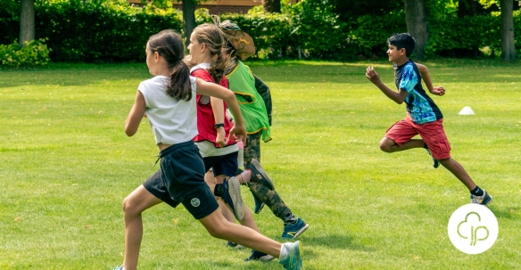 Children participating in a running race
