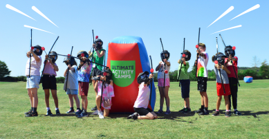 Group playing combat archery