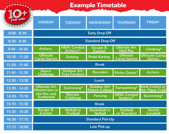10 + Timetable