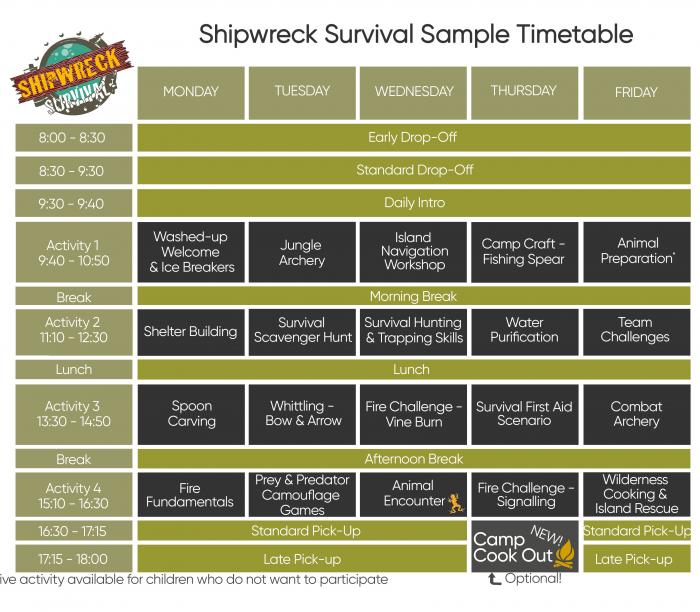 School Holiday Activity Timetable