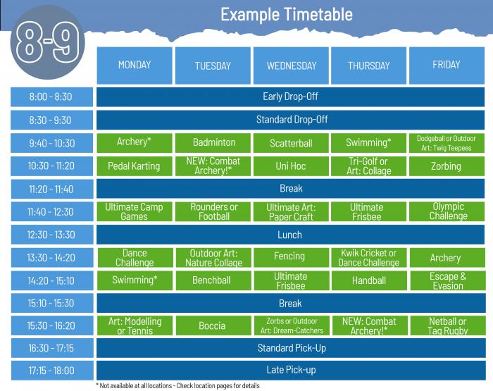 8-9 activity timetable