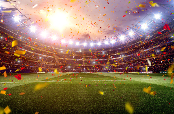 Football stadium after winning the world cup