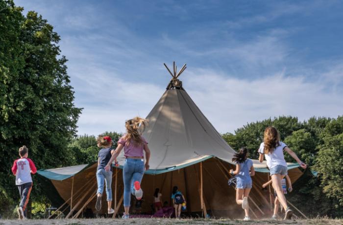 Children having funat summer residential camp in the UK