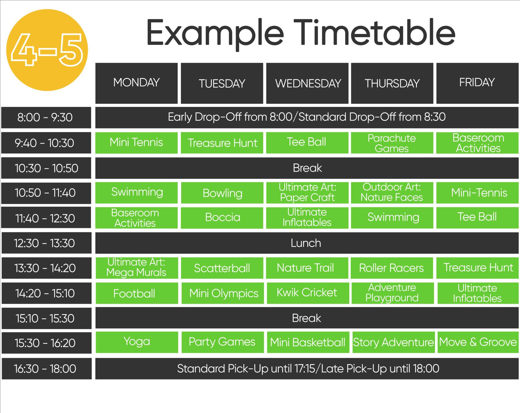 Example timetable