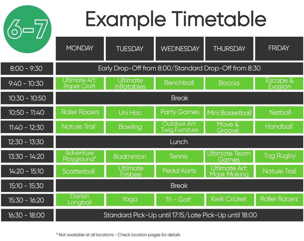 Example timetable