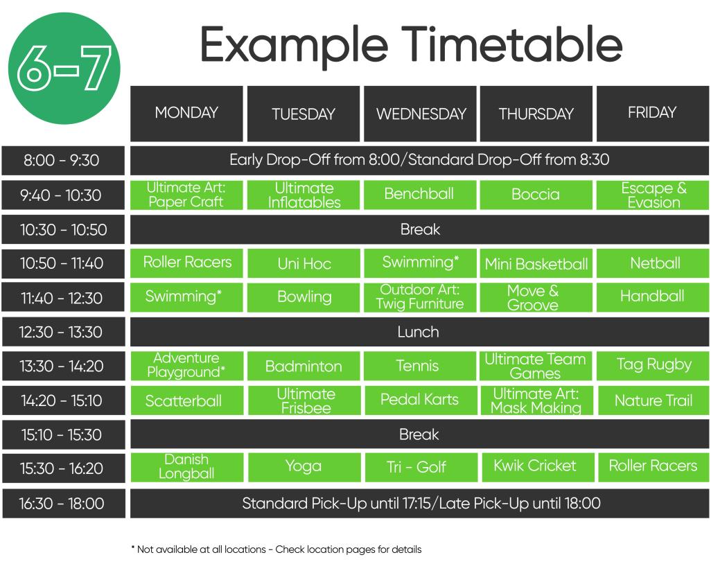 Example timetable