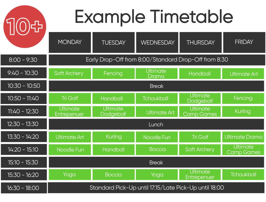 Example timetable