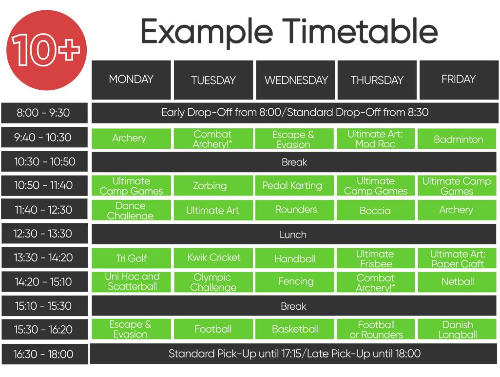 Example timetable
