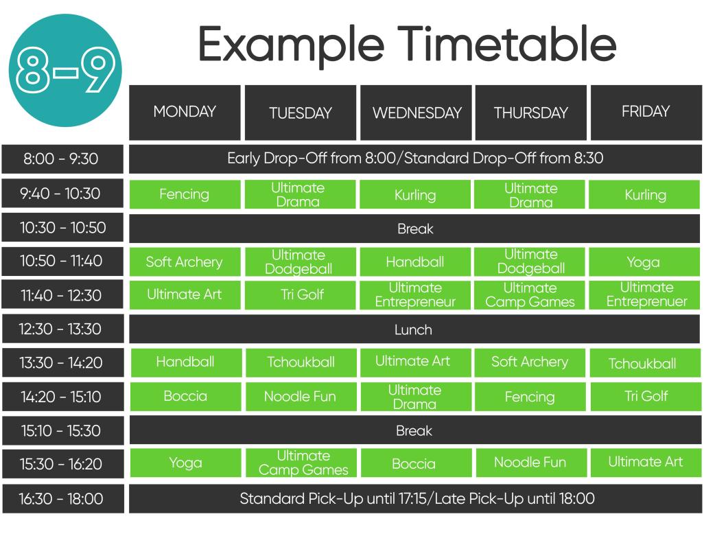 Example timetable
