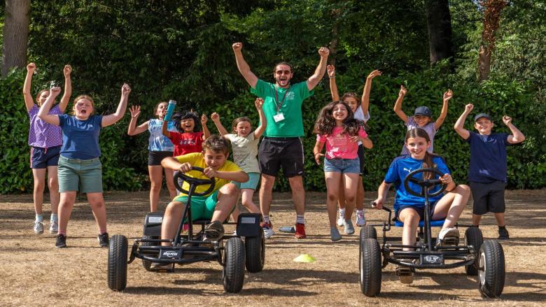 group doing pedal karts