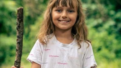 girl with stick