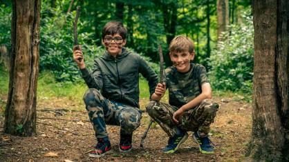 Friends in woods