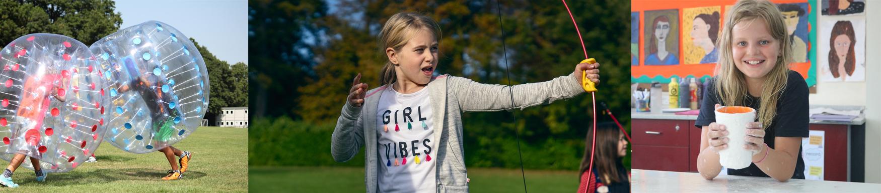 Zorbing archery and art holiday camp activities