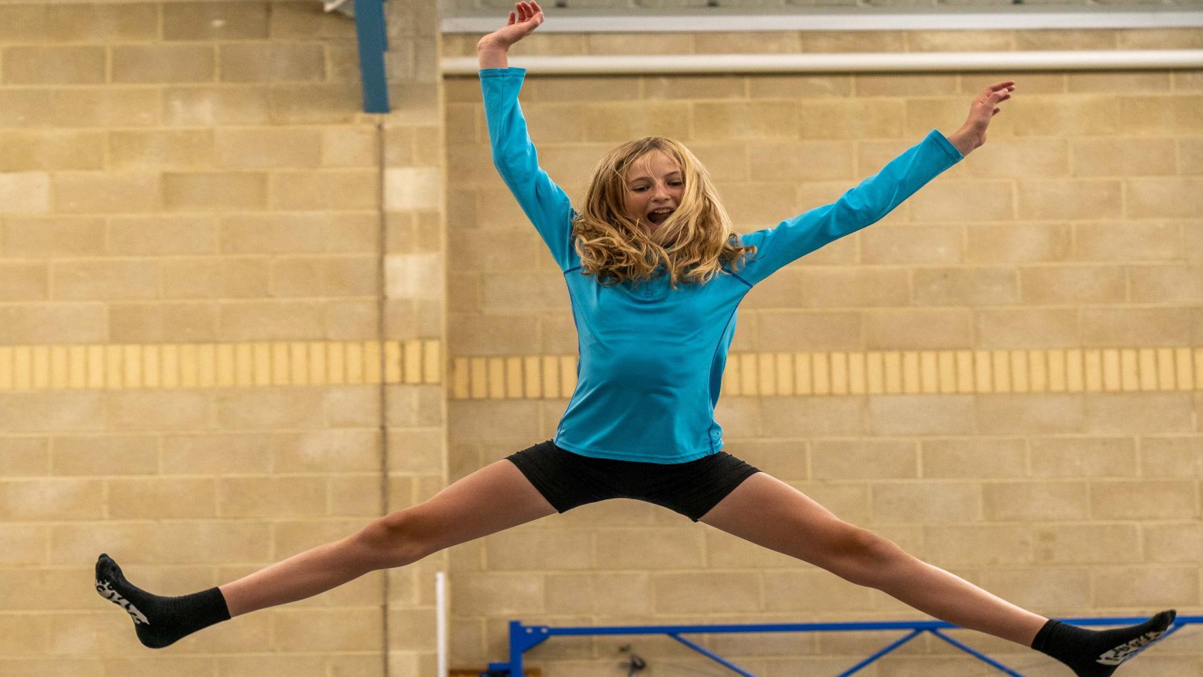 girl on trampoline